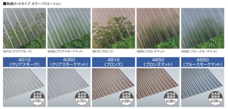 タキロンシーアイ　熱線カットタイプ　カラーバリエーション